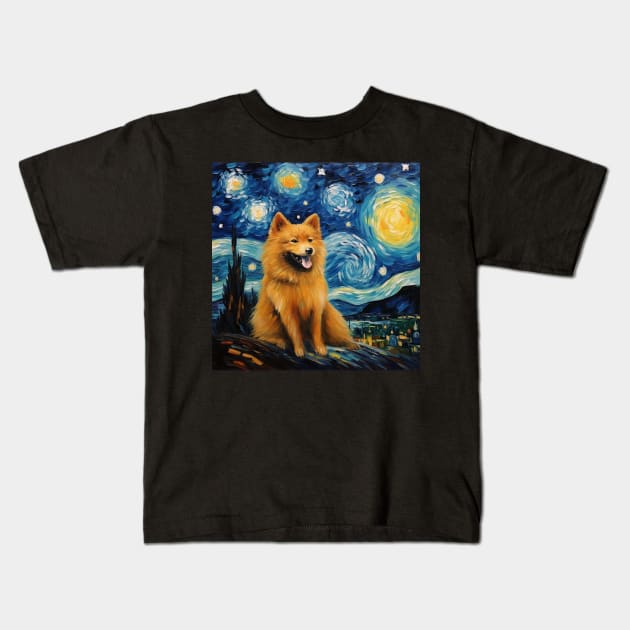 Finnish Spitz Painting Kids T-Shirt by NatashaCuteShop